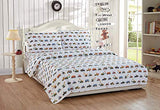 Linen Plus Sheet Set for Kids Construction Tractors Excavators Loaders Dump Trucks Compactors White Blue Red Green Yellow Grey Flat Fitted and Pillow Cases Queen Size New Linen Plus