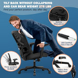 ELABEST Ergonomic Office Chair,Home Desk Chair with Mesh Back,Adjustable Lumbar Support,Built-in Springs Wide Seat,Executive Task Chair with 3-D Big Armrests,Tilt Function,Computer Desk Chair ELABEST