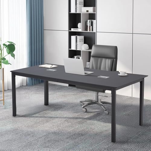 ECOTOUGE 78.7 inch Conference Table Set, 13FT Large Rectangle Meeting Seminar Table Set, Modern Industrial Long Business Tables, Computer Desk (2 Pack, Only Table), Black ECOTOUGE