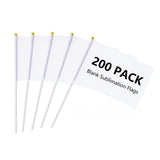 Hyuetrsa 200 Pcs Solid White Blank Sublimation Flags Small Hand Held Sublimation Flags, Mini White DIY Graffiti Flags on Stick,Party Decorations for Parades Birthday Wedding Events Celebration Hyuetrsa