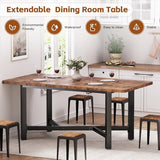 Jocoevol Dining Table for 4-6,62“Extendable Round Kitchen Dining Room Table, Space Saving Rectangle Large Expandable Wood Dinner Furniture for Small Space, Brwon（47-62In*28In*30In Jocoevol