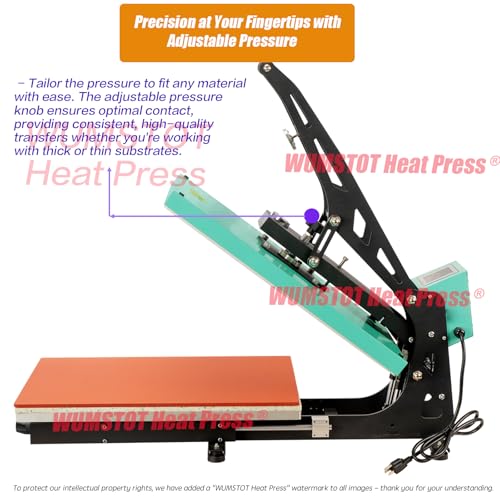 Heat Press Machine for T-Shirts: 2025 Upgraded 16x24 Auto Open Heat Press Slide-Out,Heated Surface with Teflon Non-Stick Coating,110V, 2000W, for DTF on Tshirts, Bags, Cushion(Not for Sublimation) WUMSTOT