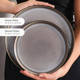 Karaca Mercure 59 Piece Stoneware Plates and Bowls Set, Reactive Glaze Black Dinner Set, Complete Kitchen Tableware Collection, Ideal Dinnerware for 12 People Dining Experience, Dishwasher Safe KARACA