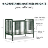 DaVinci Jenny Lind 3-in-1 Convertible Crib in Forest Green, Removable Wheels, Greenguard Gold DaVinci