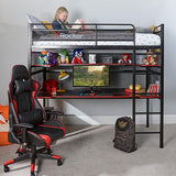 X Rocker BattleBunk Twin Size Gaming Bunk Bed, Durable Metal Frame with Built-in Gaming Desk and Shelving, Black and Red X Rocker