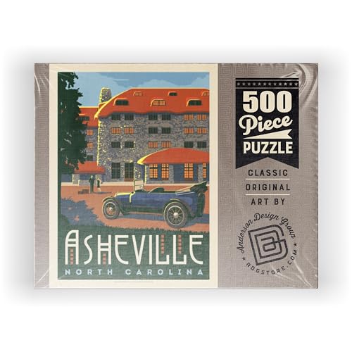 MyPuzzle Asheville: North Carolina, Vintage Poster - Premium 500 Piece Jigsaw Puzzle for Adults MyPuzzle.com