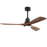 Sofucor 52 Inch Ceiling Fan With Lights Remote Control 3 Wood Fan Blade Ceiling Fans Noiseless DC Motor Solid Walnut and Matte Black For Farmhouse Modern Style Sofucor