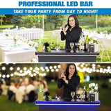 GoPong GoBar PRO Commercial Grade LED Portable Bar Table - Mobile Bartender Station with Skirt & Carry Case GoPong