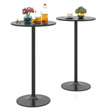 COSTWAY Round Bistro Table Set of 2, Height Adjustable Bar Height Cocktail Table, High Top Pub Table Snack Table with Heavy-Duty Metal Base for Home Bar, Dining Room, Restaurant, Black COSTWAY