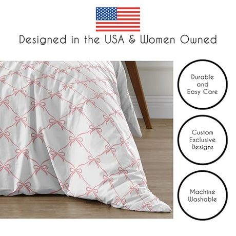 Sweet Jojo Designs 2-Piece Twin Comforter Set (Pink Bows) for Girls, Kids, Teen, College Bed Room incl. Single Size Bedding & Sham (Blush, Bow for The Ballerina, Ballet Dancer, Princess Collection) Sweet Jojo Designs