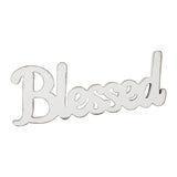 Sintosin Rustic White Wooden Blessed Sign for Tabletop 15", Wall Hanging Farmhouse Blessed Signs for Home Decor, Handmade Thanksgiving Signs Decor, Christmas Signs for Living Room Entryway Sintosin