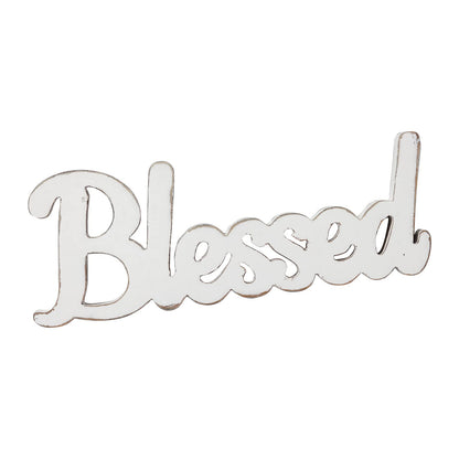 Sintosin Rustic White Wooden Blessed Sign for Tabletop 15", Wall Hanging Farmhouse Blessed Signs for Home Decor, Handmade Thanksgiving Signs Decor, Christmas Signs for Living Room Entryway - WoodArtSupply