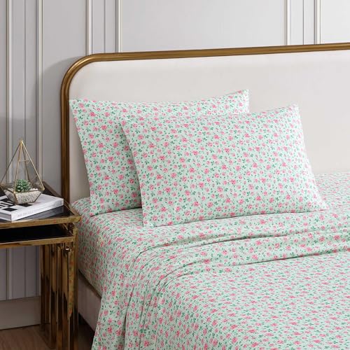 Betsey Johnson - King Bed Sheets, Fade & Wrinkle Resistant Bedding Set with Matching Sham(s), Soft & Lightweight Bedding Essentials (Flower Fun Green, King) Betsey Johnson