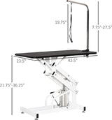 Afqxf Hydraulic Dog Grooming Table Heavy Duty for Small/Medium/Large Dogs, Pet Grooming Table with Adjustable Overhead Arm and Noose, Height Adjustable 21''-36'', 42.5''/ Black Afqxf