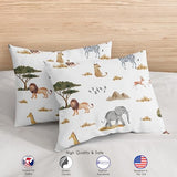 Sweet Jojo Designs Jungle Animals Boy Girl 3pc Full/Queen Bedding Comforter Set Hunter Green Yellow Grey Rust Orange Black White Wildlife Safari Animal Elephant Giraffe Lion Monkey Leopard Cheetah Sweet Jojo Designs