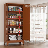 Brown Metal Storage Cabinet,71" Tall Farmhouse Storage Cabinets with 2 Morden Rhombus Doors and 4 Adjustable Shelves, Rustic Freestanding Cupboard for Kitchen,Home Office Living Room,Dining Room XIOMIOHTRQ