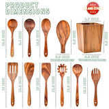 Wooden Spoons for Cooking, Acacia Wood Cooking Utensils Set – 11 Piece Wooden Kitchen Tools with Holder, Spoon Rest, Nonstick Cookware Safe by HOWHONG HOWHONG