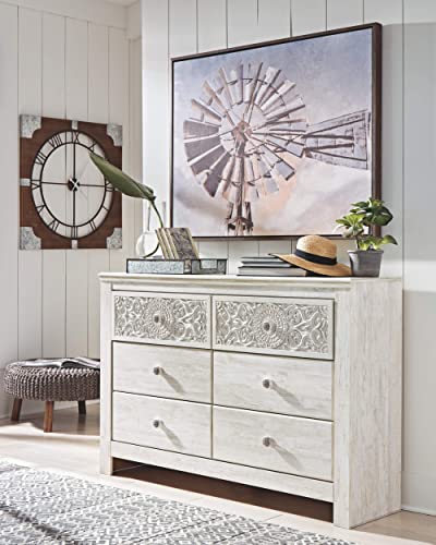 Signature Design by Ashley Paxberry Boho 6 Drawer Dresser, Whitewash - WoodArtSupply