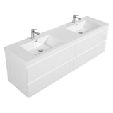 KEIKI 72" Floating Bathroom Vanity with Double Sink, Wall Mounted Bathroom Storage Vanity Cabinet Modern Bathroom Vanities with 2 Resin Top Basin and 4 Soft Close Drawers, Easy Assembly, Glossy White KEIKI
