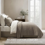 EVERGRACEHOME 100% Cotton Modern Lines Quilt Set King Size, Pre-Washed Soft Striped Coverlet Bedspread, 3 Piece Lightweight Bedding Set for All Season, with 2 Pillow Shams, Stone Taupe EVERGRACEHOME