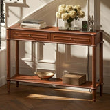 Console Table for Entryway with Charging Station,Retro Entryway Table with 2 Drawers-Easiest Assembly,Sofa Table with Bottom Shelf,Narrow Long Couch Table Behind Sofa for Living Room,Foyer (Walnut) STO'SENSE