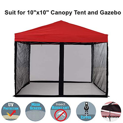 Mosquito Net for Outdoor Patio and Garden, Screen House for Camping and Deck, Gazebo Screenroom, Zippered Mesh Sidewalls for 10x 10' Gazebo (Black) - WoodArtSupply