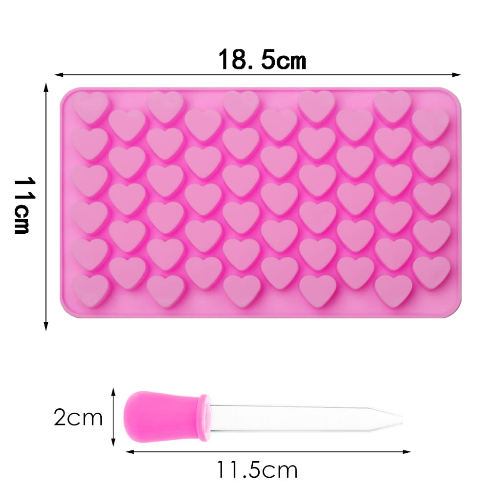 Pimoys Silicone Moulds for Wax Melts with Dropper 55 Heart Mould Sweet Moulds Mini Candy Molds Silicone Shape for Love Chocolate Soap Jelly Melts Gummy DIY Pimoys