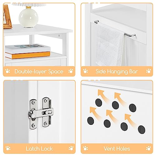Yaheetech Cat Litter Box Enclosure, Hidden Litter Box Furniture with Open Shelf, Indoor Cat Washroom, Storage Cabinet Pet Crate, Side End Table, Wooden Pet House White Yaheetech
