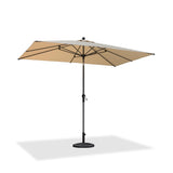 PURPLE LEAF 10' x 6.5' Rectangular Patio Umbrella Outdoor Table Umbrella Aluminum Frame Market Umbrella Sun Umbrella with 8 Sturdy Ribs & Tilt for Garden Deck Lawn & Pool Beige PURPLE LEAF