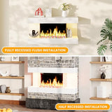 COCO DESIGN 32-Inch Floating Mantel with 18 Inch Wall Mounted Electric Fireplace, All-in-One Fireplace with Colored Crystal Stone, Multi Ambient Light Colors with Remote, 1500W Heater, White COCO DESIGN