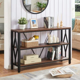 HOMISSUE Sofa Console Table, Rustic Console Table with 3-Tier Storage, Engineered Wood Sofa Tables with Open Shelves, Heavy Duty Entryway Tables for Living Room, Hallway (47 Inch, Rustic Brown) HOMISSUE