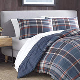 Eddie Bauer - Twin Comforter Set, Reversible Down Alt Bedding with Matching Sham, Oeko-Tex Certified, Dorm Essentials (Shasta Lake Navy) Eddie Bauer