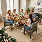 YITAHOME 70.3 Inch Modern Minimalist Dining Table for 6-8, Sturdy Wooden Table with Geometric White Metal Legs, for Dining Room, Kitchen, Conference Room YITAHOME