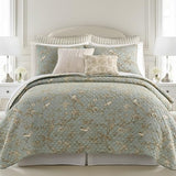 Levtex Home - Lyon Teal Quilt Set - Twin/Twin XL Quilt + One Standard Pillow Sham - Bird Toile - Teal, Brown, Cream - Quilt Size (68x86in.), Sham Size (26x20in.) - Reversible - Cotton Fabric Levtex Home