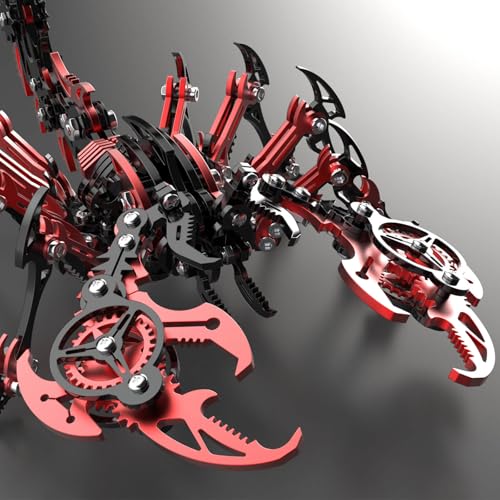 Metalkitor Scorpion 3D Metal Puzzles Kits for Adults Teens – 454 Pcs – Mechanical Assembly Models – 4 Hours to Build – Ideal for Gifts and Decorations (Red and Black)