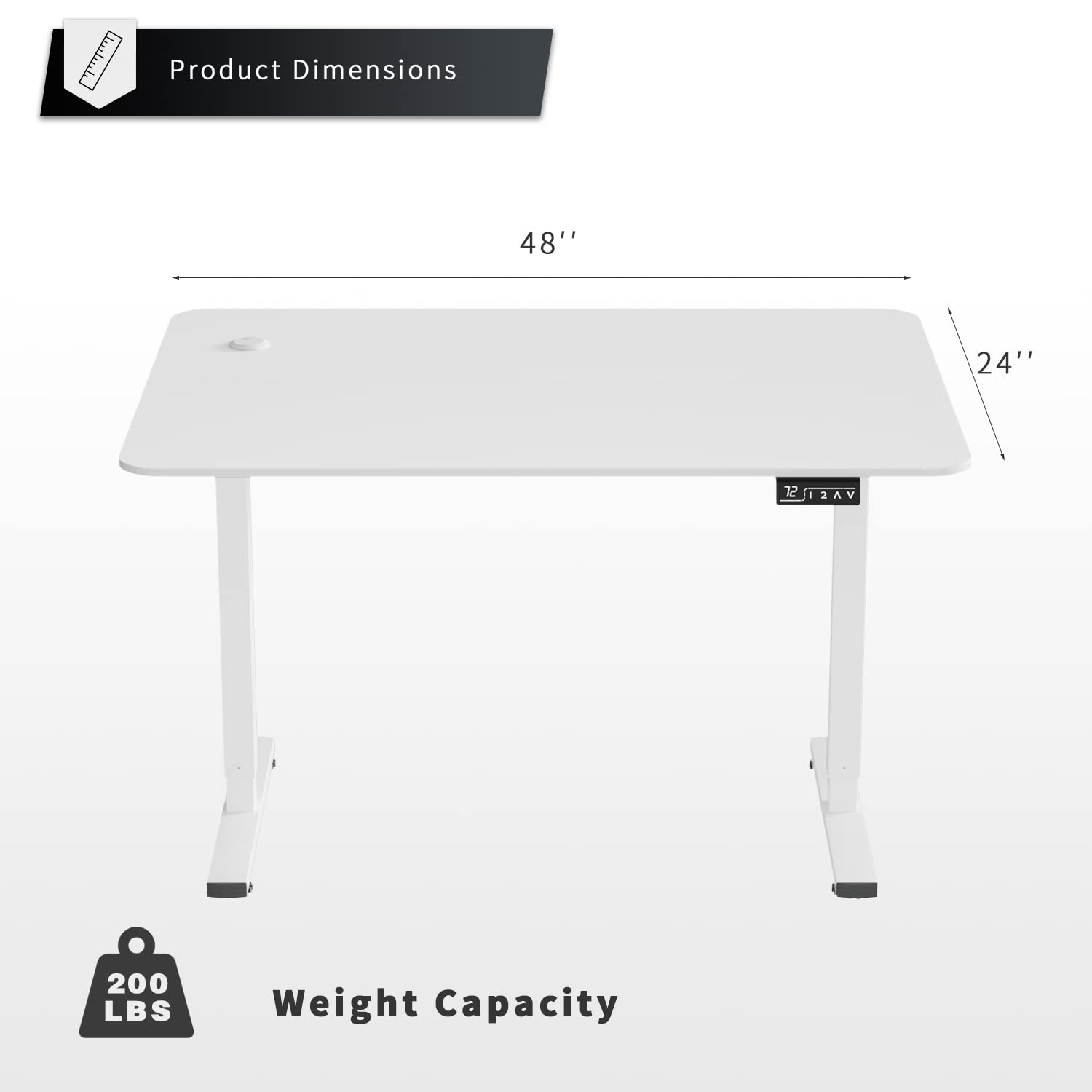 YESHOMY Height Adjustable Electric Standing Desk 48 inch Computer Table, Home Office Workstation, 48in, White Leg/White Top - WoodArtSupply