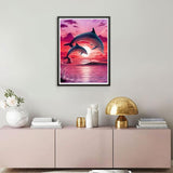 Dolphins Diamond Art Painting Kits for Adults,Beach Diamond Painting Kits for Beginners 5D Full Round Drill Diamond Dots,Paint with Round Diamonds for Home Wall Decor (30x40cm/11.8X15.7inch) HSENJT