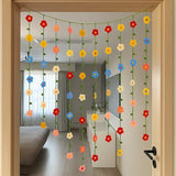 Suncalla 23 ft Crochet Flowers Wall Hanging Decor Boho Knitting Flower Garland Ornaments Curtain Backdrop Hanging Tassel Decoration Room Divider for Home Bedroom Wall Door Window Suncalla