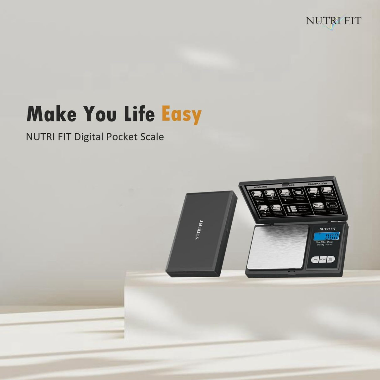 NUTRI FIT Gram Scale Digital Scale 0.01g Accuracy, 500g Small Pocket Scale Jewelry Scale, Weight for Food Ounces and Grams Kitchen Scale, Mg Scale for Powder Medicine Gold Weed, Portable NUTRI FIT