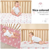 FIEMOL Baby Crib Sheets Girl, 3 Pack Toddler Bed Sheets Fitted for 52”x28” Standard Crib and Toddler Mattresses, Super Soft Microfiber Pink Rainbow FIEMOL