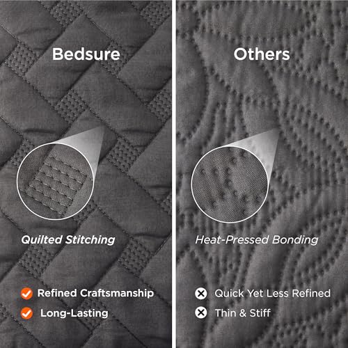 Bedsure Quilts Queen Size - Grey Bedspreads Queen Size with Basket Weave Pattern, Soft Quilt Bedding Set, Lightweight Comforter Set Coverlet for All Seasons with 2 Pillow Shams (90" x 96") Bedsure