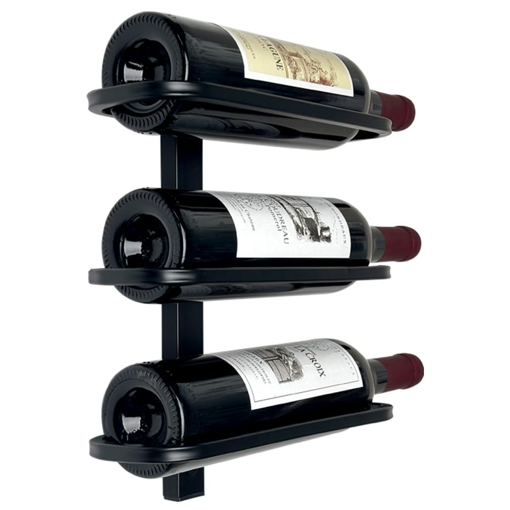 Wall Mounted Wine Rack, Industrial Metal Wine Holder Rack (3 Bottles) GODGOQGOP