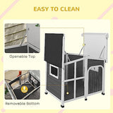 PawHut Cabin-Style Wooden Dog House for Large Dogs Outside with Openable Roof & Giant Window, Big Dog House Outdoor & Indoor, Asphalt Roof, Gray PawHut