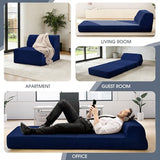 Kasunpul Folding Sofa Bed with Pillow, Memory Foam Fold Out Chair Bed, Convertible Sleeper Chair with Washable Cover, Futon Floor Couch for Living Room/Dorm/Guest Use/Home Office/Apartment, Navy Blue Kasunpul