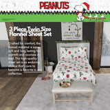 Peanuts® Charlie Brown & Snoopy Holiday & Christmas Bedding Super Soft 100% Cotton Flannel Sheet Set, Twin, (Officially Licensed Product) by Franco Franco
