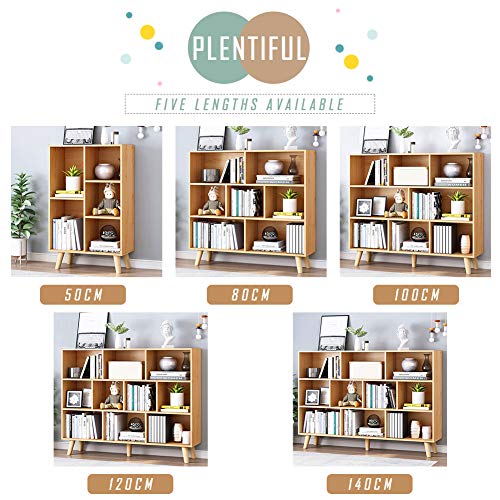 IOTXY Pear Yellow 3-Tier Wooden Open Shelf Bookcase with 8 Cubes - WoodArtSupply