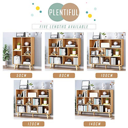 IOTXY Pear Yellow 3-Tier Wooden Open Shelf Bookcase with 8 Cubes - WoodArtSupply