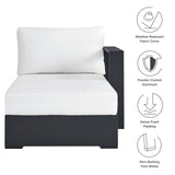 Modway Tahoe Powder-Coated Aluminum Outdoor Chaise Lounge in Gray White with Weather-Resistant Cushions, Modular Right-Facing Patio Lounger for Pool Furniture or Sectional Sofa Set Modway