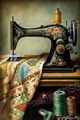 Jigsaw Puzzle 500 Pieces Vintage Sewing Machine - 80s Nostalgia Wooden Puzzles for Adults, Challenging Puzzle, for Living Room Decor & Sewing Lovers Gifts RMSGOZO