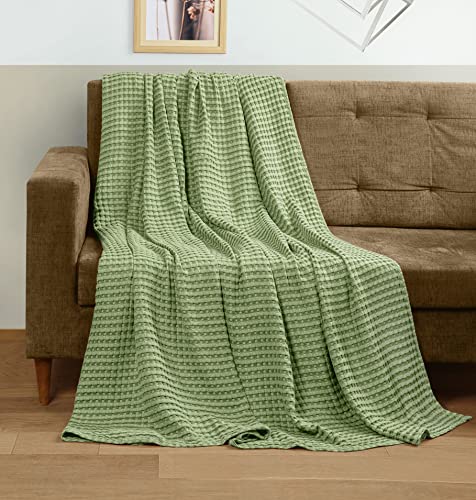 Utopia Bedding Sage Green 100% Cotton Waffle Blanket 300 GSM [King - 90x108 Inch] Soft Lightweight Breathable Bed Blanket for All Season Utopia Bedding